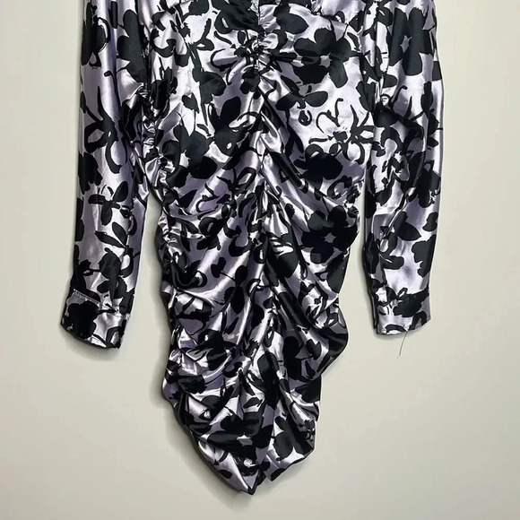 Zara Satin Lavender and Black the Dita Floral Dress - Picture 9 of 16